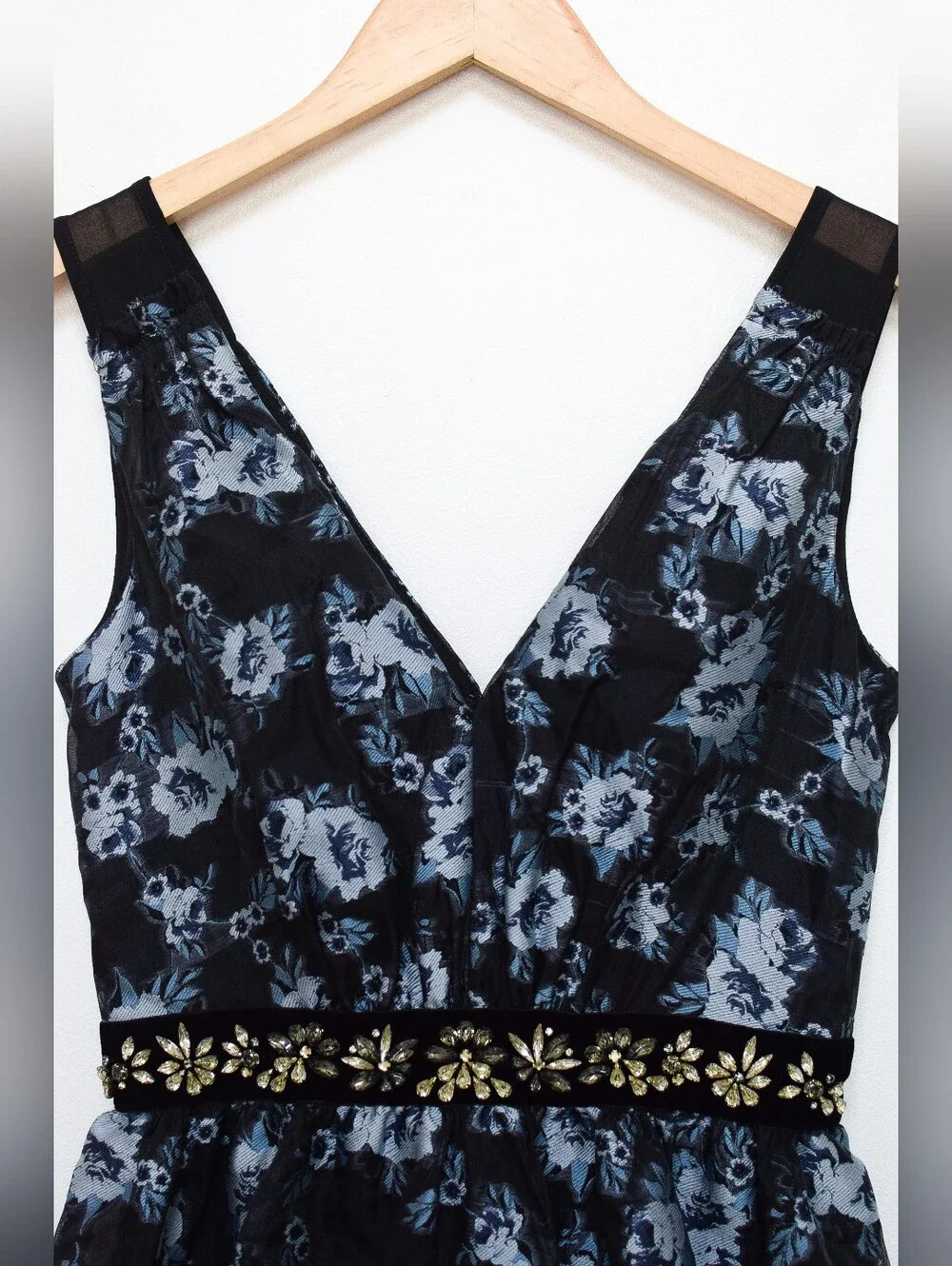 Kate Spade Prairie Rose Jewel Dress Floral Cocktail Fit & Flare Blue Size 00